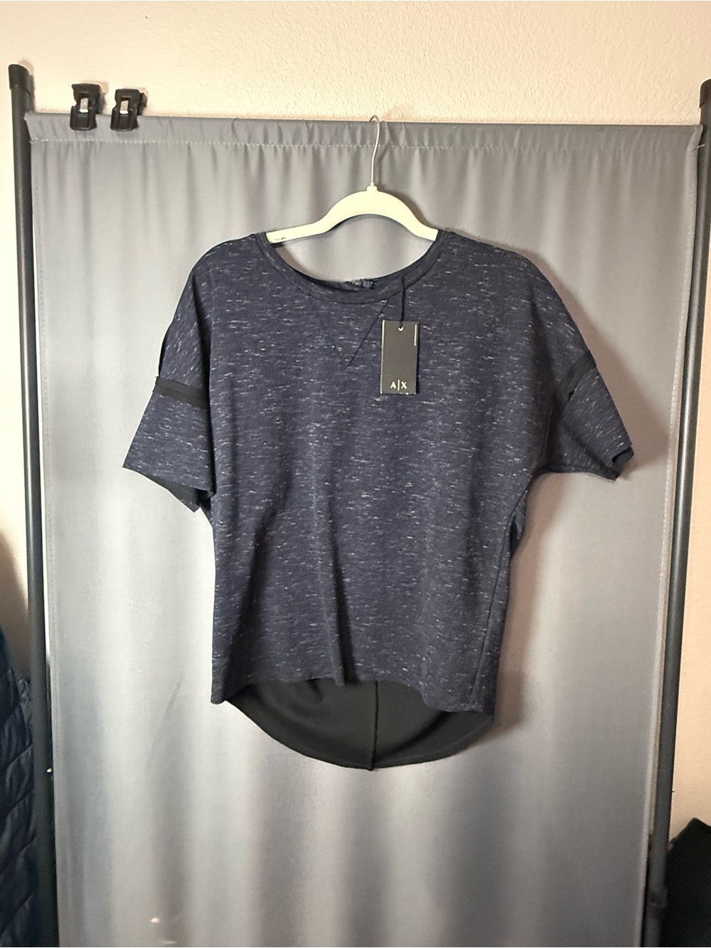 A/X Armani Exchange Heathered Navy Short Sleeve Crewneck Tee